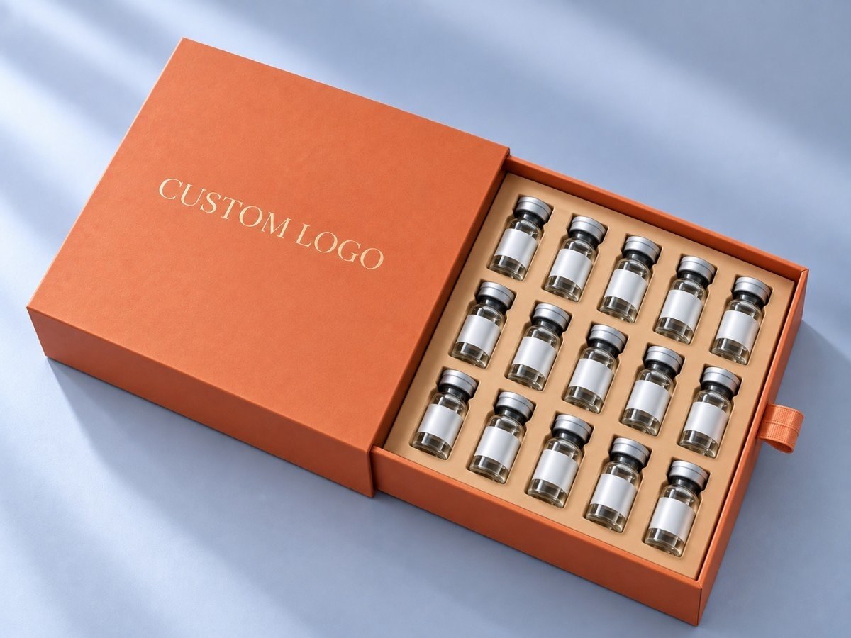 Custom skincare gift set drawer box with product insert