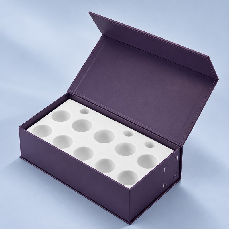 Molded pulp insert for folding rigid packaging