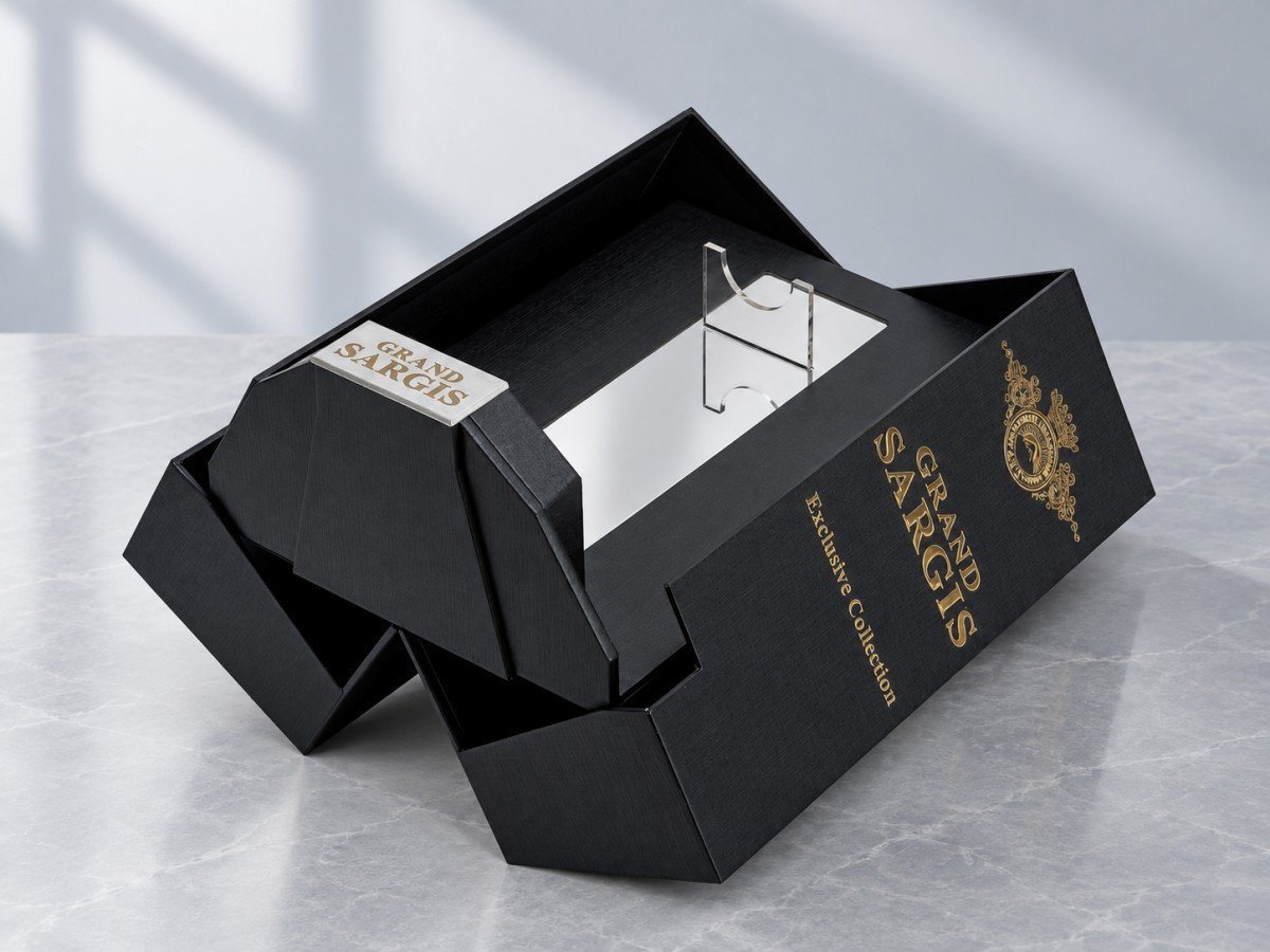 Double door magnetic whisky bottle presentation box
