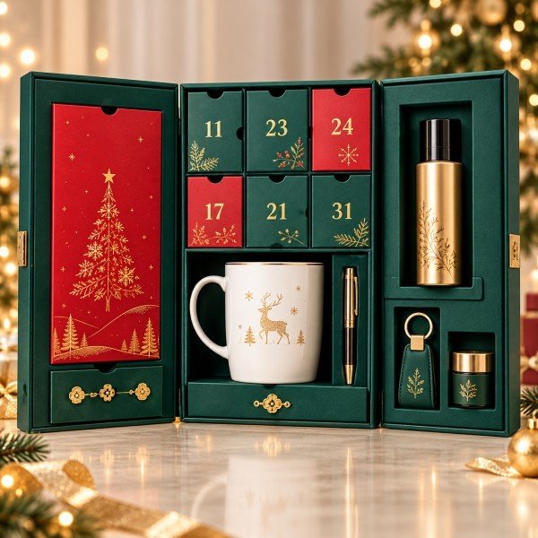 Custom corporate holiday gift advent calendar packaging
