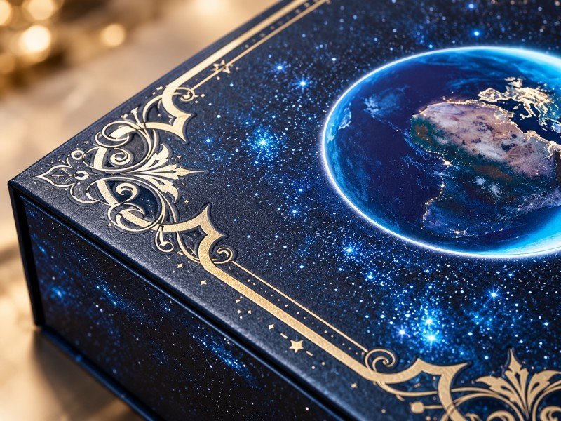 Foil stamping embossing and spot UV finishes on luxury packaging
